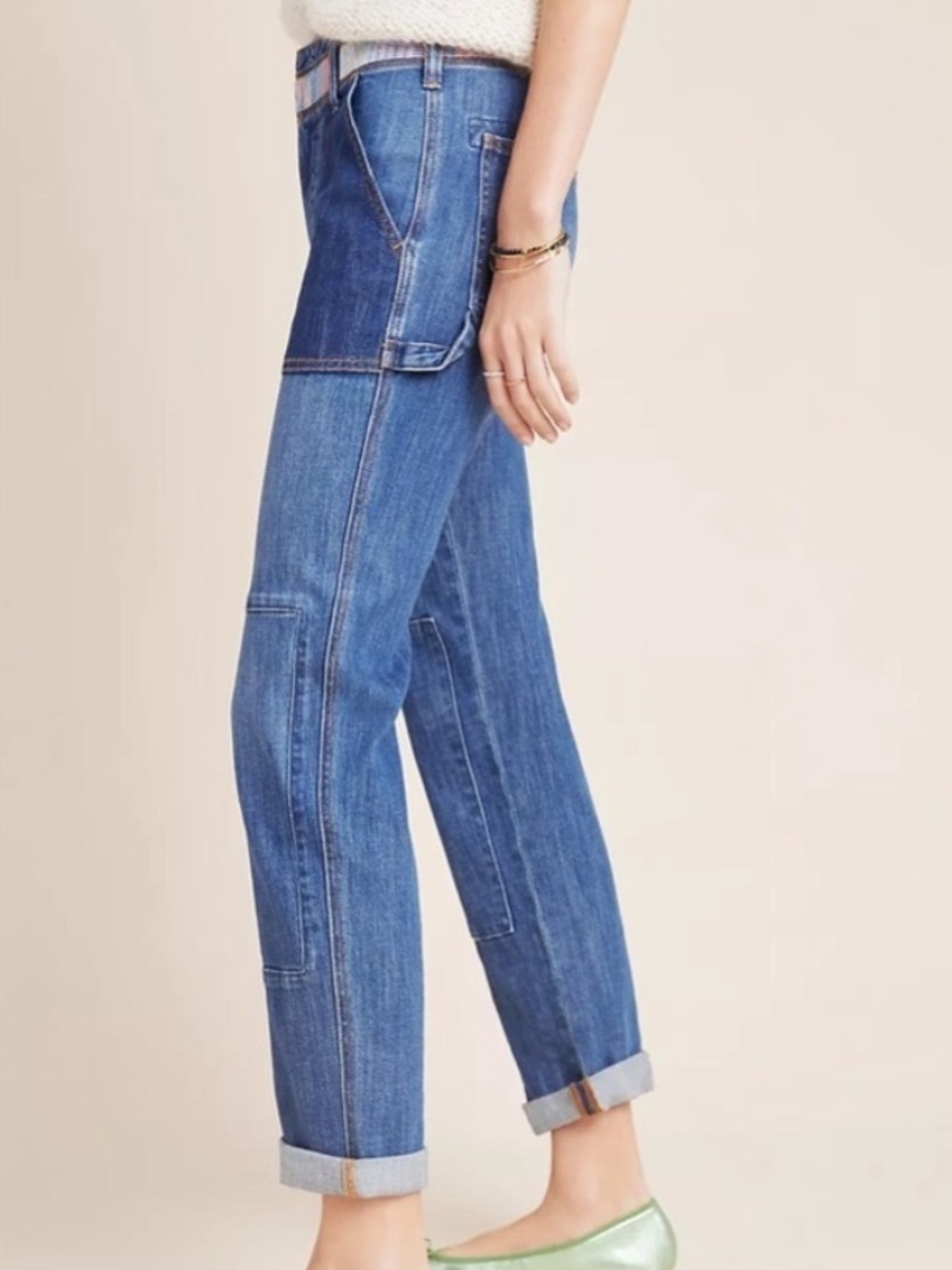 Anthropologie Pilcro Letterpress Blue Patchwork Boyfriend Jeans - Picture 5 of 15